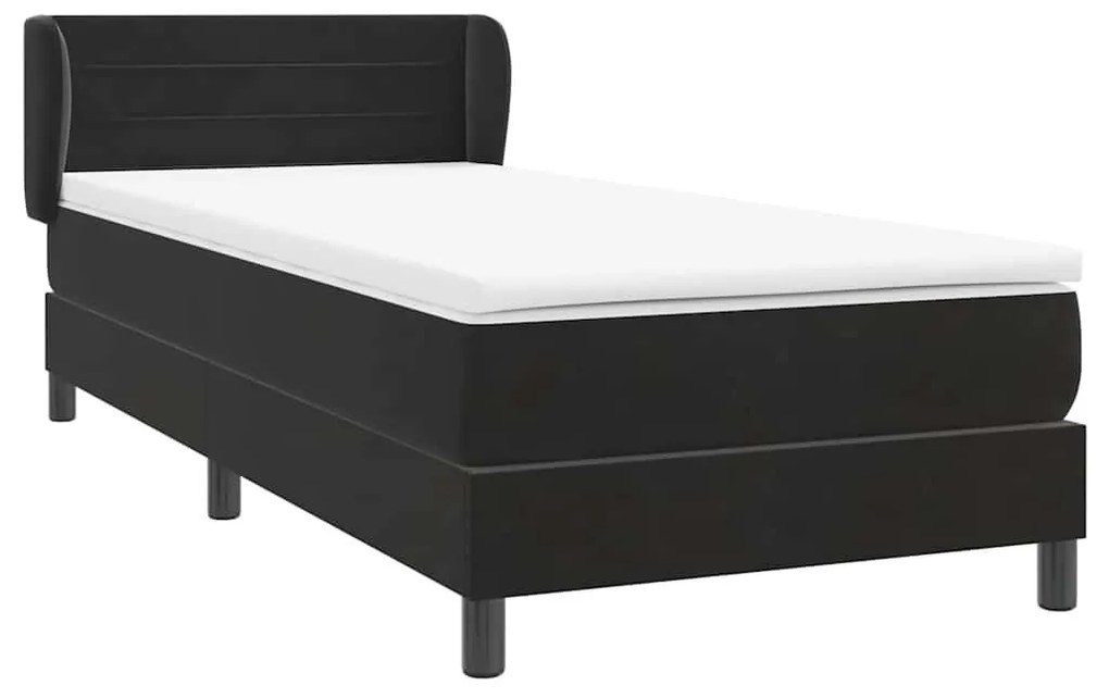 Box Spring Κρεβάτι με στρώμα Μαύρο 80x210 εκ. Βελούδινο - Μαύρο