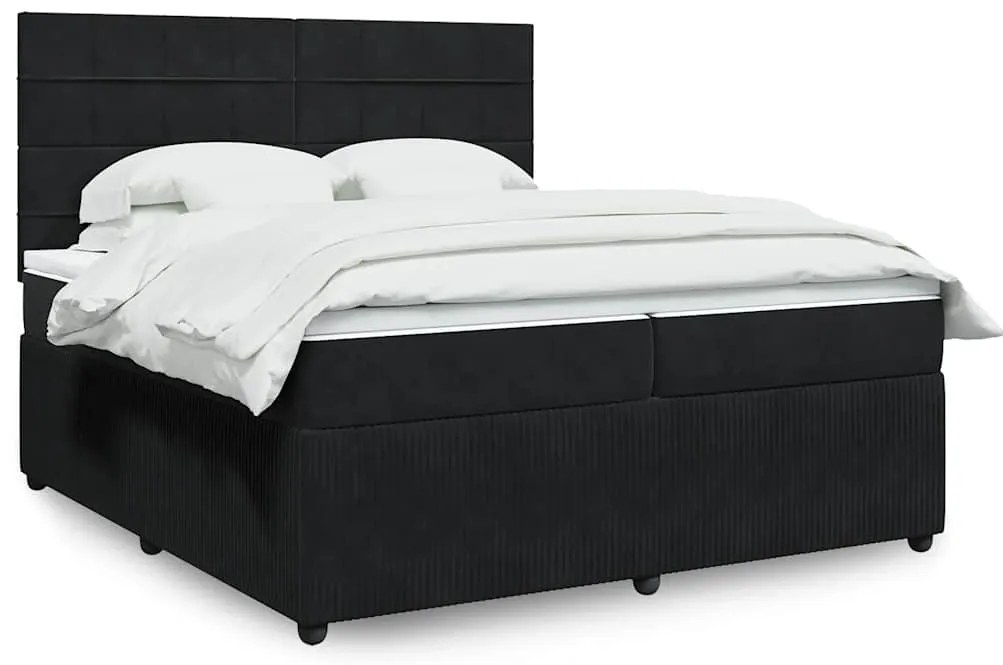 vidaXL Κρεβάτι Boxspring με Στρώμα Μαύρο 200x200 εκ. Βελούδινο