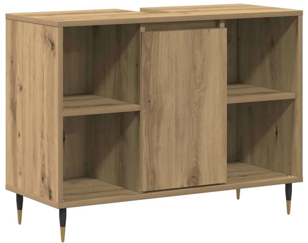 vidaXL Ντουλάπι Μπάνιου με ράφι με πόρτα artisan δρυς 80 x 33 x 60 εκ