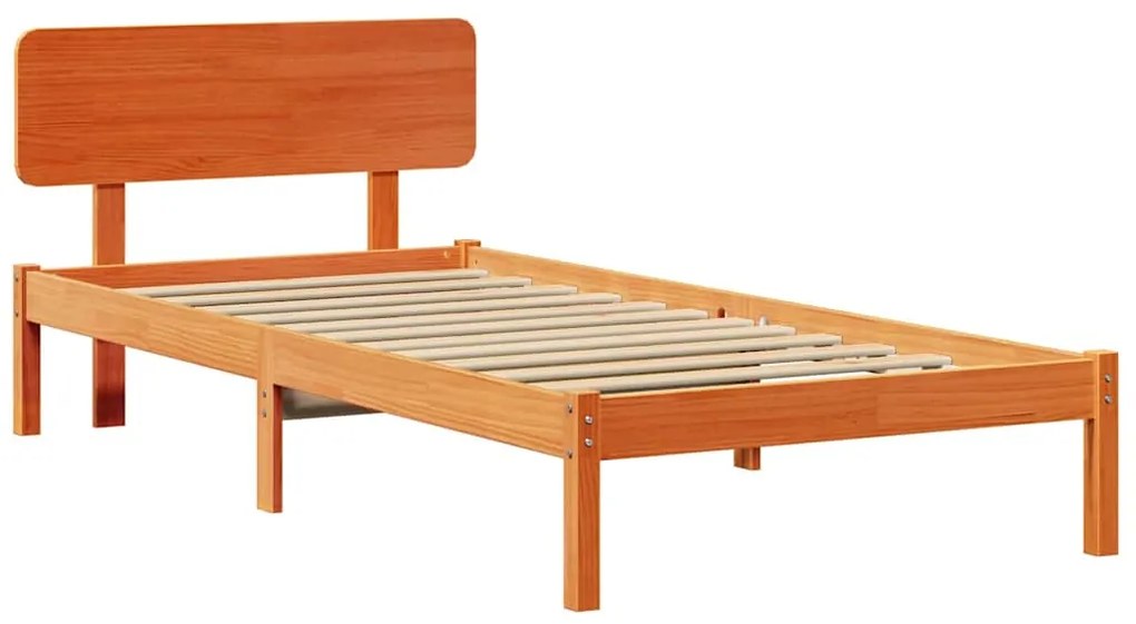 vidaXL Σκελετός Κρεβατιού Κερωτό καφέ 75 x 190 cm Μασίφ ξύλο πεύκου