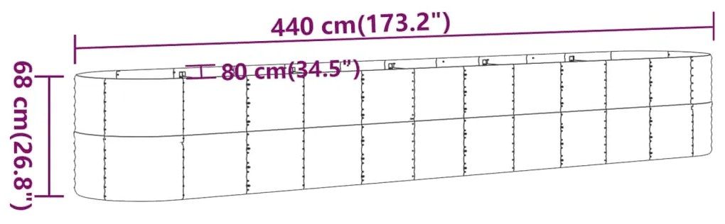 vidaXL Ζαρντινιέρα Ανθρακί 440x80x68 εκ Ατσάλι με Ηλεκτρ. Βαφή Πούδρας