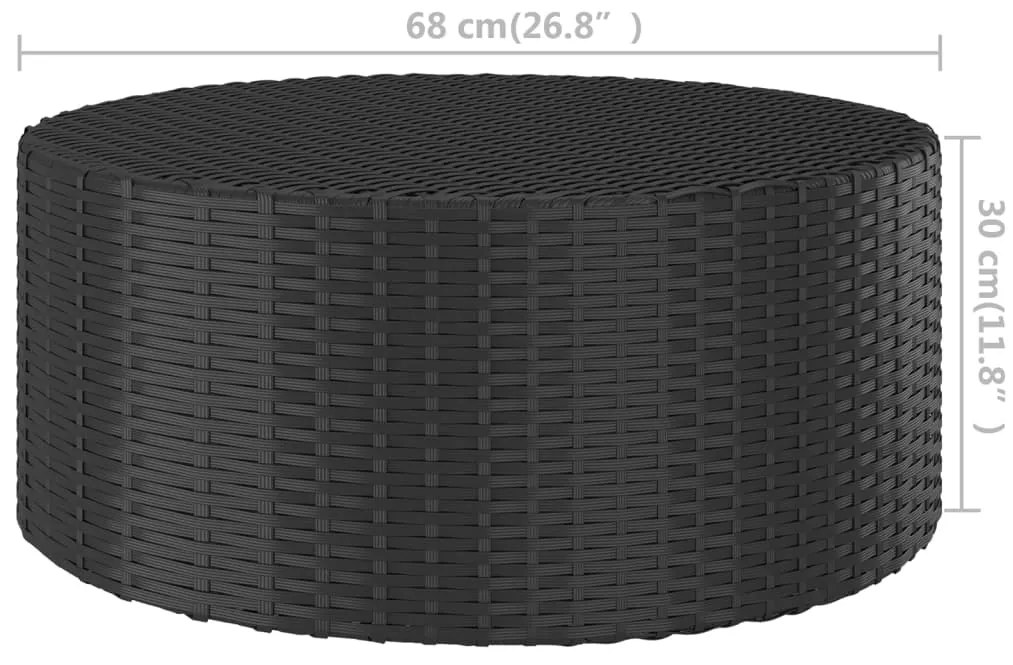 vidaXL Τραπέζι Κήπου Μαύρο 68 x 68 x 30 εκ. από Συνθετικό Ρατάν