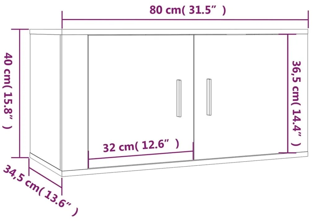 Έπιπλο Τηλεόρασης Επιτοίχιο Λευκό 80x34,5x40 εκ. - Λευκό