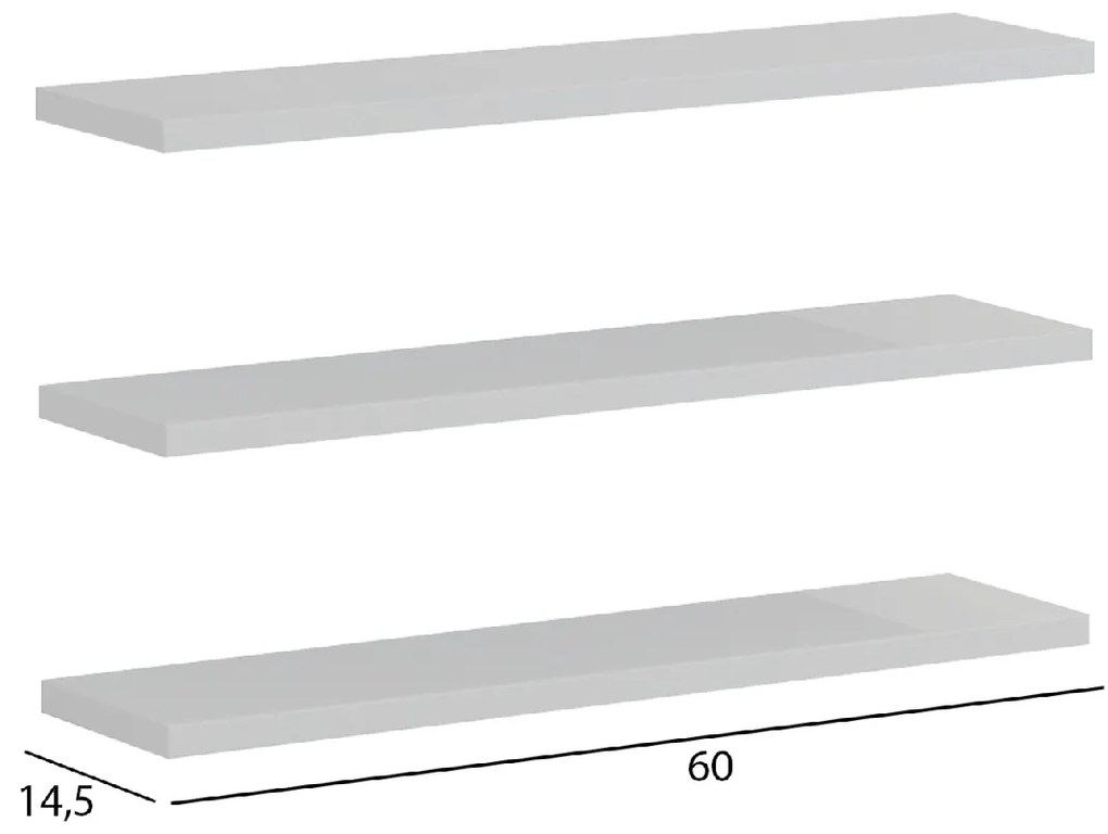 ΣΕΤ 3 ΡΑΦΙΑ ΤΟΙΧΟΥ CASSIUS HM8966.11 ΜΕΛΑΜΙΝΗ ΣΕ ΛΕΥΚΟ 60x14,5 εκ