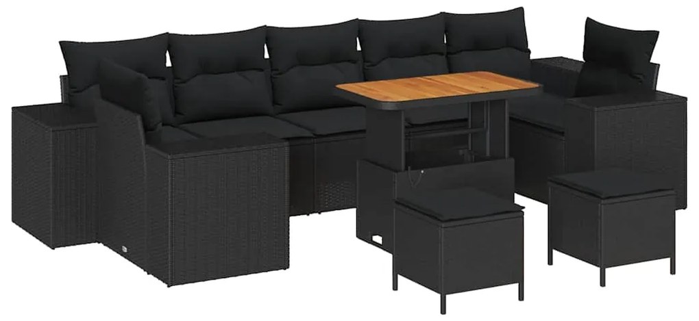 vidaXL Σετ Καναπέ Κήπου 10 pcs Μαύρο συνθετικό ρατάν