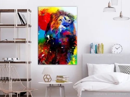 Πίνακας - Lion and Watercolours (1 Part) Vertical - 40x60