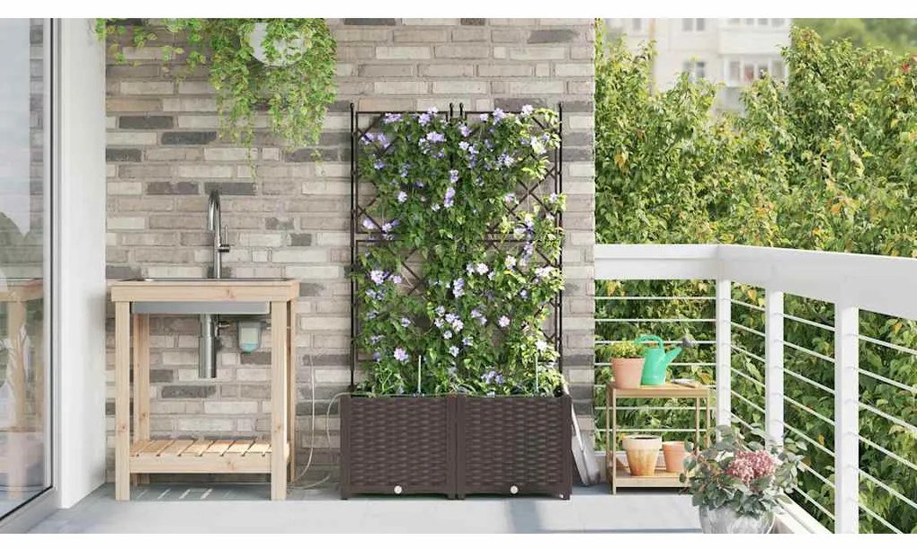 vidaXL Ζαρντινιέρες κήπου Καφέ 80 x 40 x 142 cm Ατσάλι