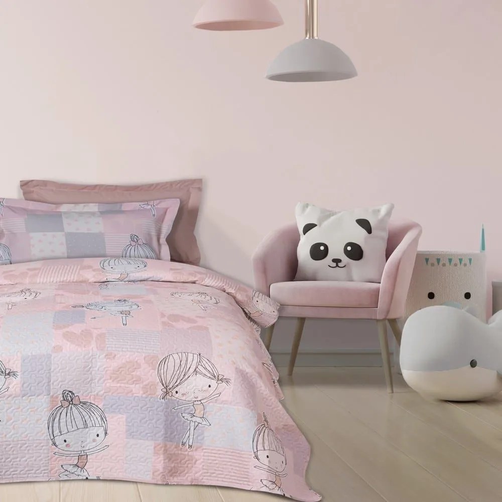 Κουβερλί Παιδικό 4872 Pink-Grey Das Home Μονό 160x240cm Microfiber