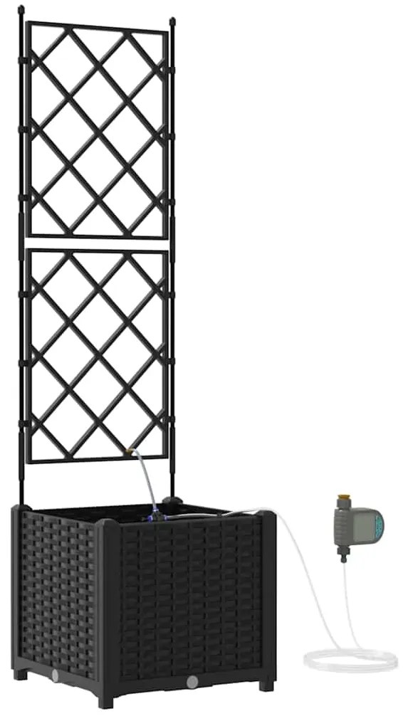 vidaXL Ζαρντινιέρες κήπου Μαύρο 40 x 40 x 142 cm Ατσάλι