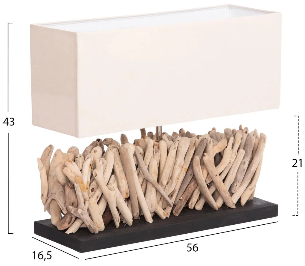 Επιτραπέζιο Φωτιστικό TWIGGY C4434 Ορθογώνιο Driftwood Φυσικό - Λευκό Καπέλο 56x16,5x43Υ εκ. 56x16.5x43 εκ.