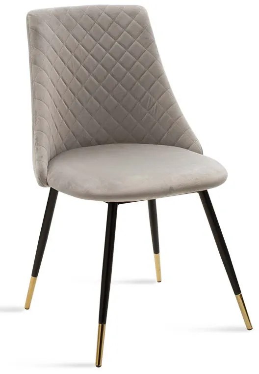 Καρέκλα Giselle pakoworld βελούδο γκρι-μαύρο χρυσό πόδι