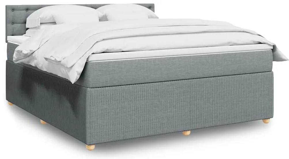 vidaXL Κρεβάτι Boxspring με Στρώμα Ανοιχτό Γκρι 180x200 εκ. Υφασμάτινο