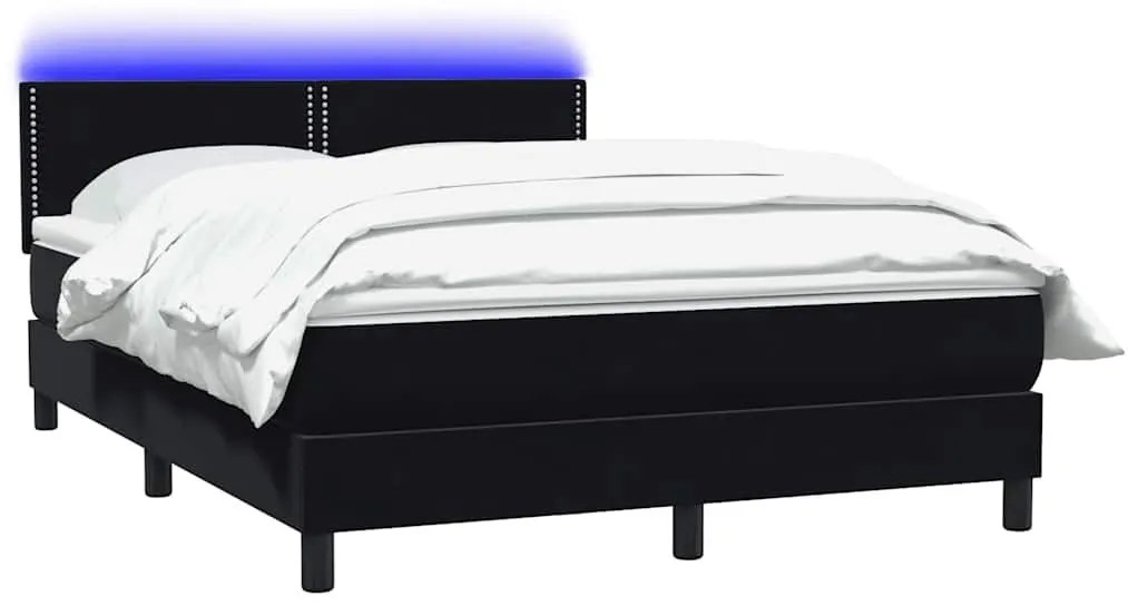 Box Spring Κρεβάτι με στρώμα Μαύρο 160x220 cm Βελούδινο - Μαύρο