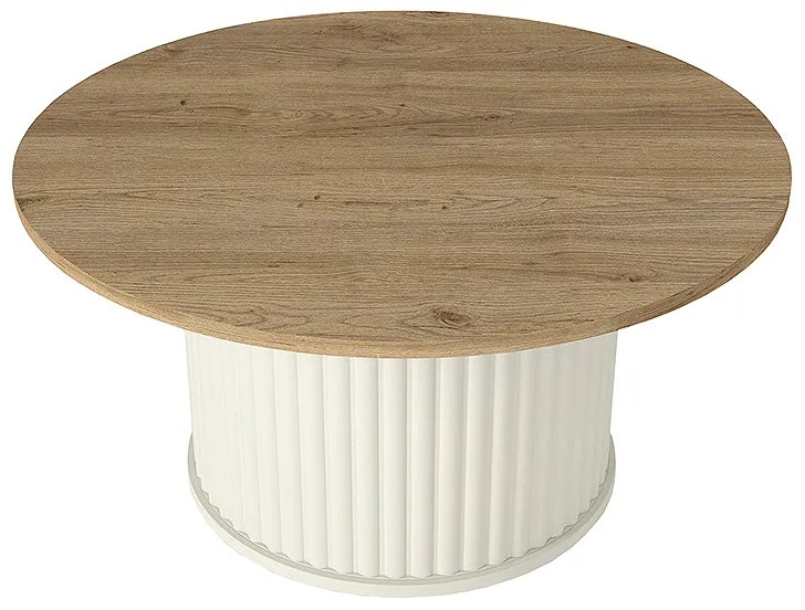 Τραπεζάκι σαλονιού Bohema Megapap χρώμα ivory - sepet oak Ø85x43,2εκ.
