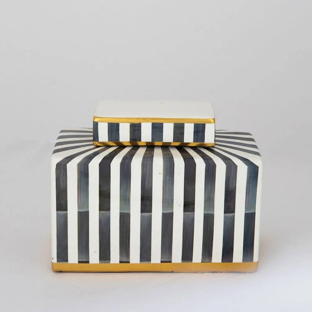 Βάζο Διακοσμητικό Με Καπάκι 752-20098 20,5x9x16cm White-Navy Estheti Home Κεραμικό