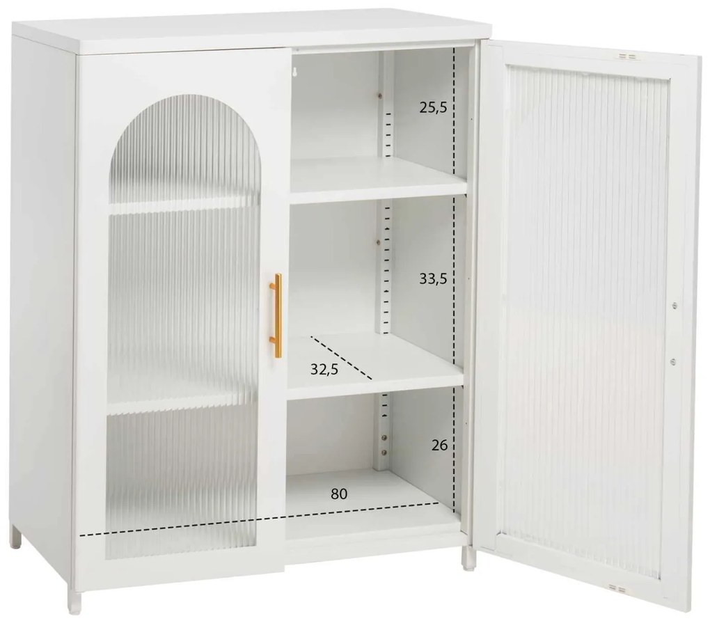 ΜΕΤΑΛΛΙΚΟ ΝΤΟΥΛΑΠΙ ΒΙΤΡΙΝΑ CARIL HM9571.02 ΛΕΥΚΟ 80x37-40x102Yεκ.