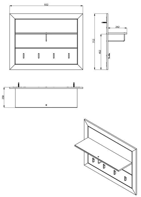 Έπιπλο Χολ Astor CIV Γκρί Δρύς - Λευκή Λάκα 93x26x71 εκ.