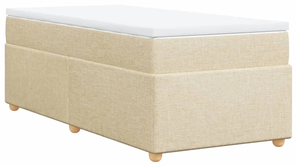 vidaXL Κρεβάτι Boxspring με Στρώμα Κρεμ 100 x 200 εκ. Υφασμάτινο