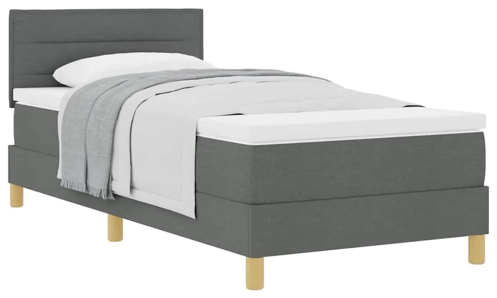 vidaXL Κρεβάτι box spring με στρώμα Σκούρο Γκρι 80 x 200 cm ύφασμα