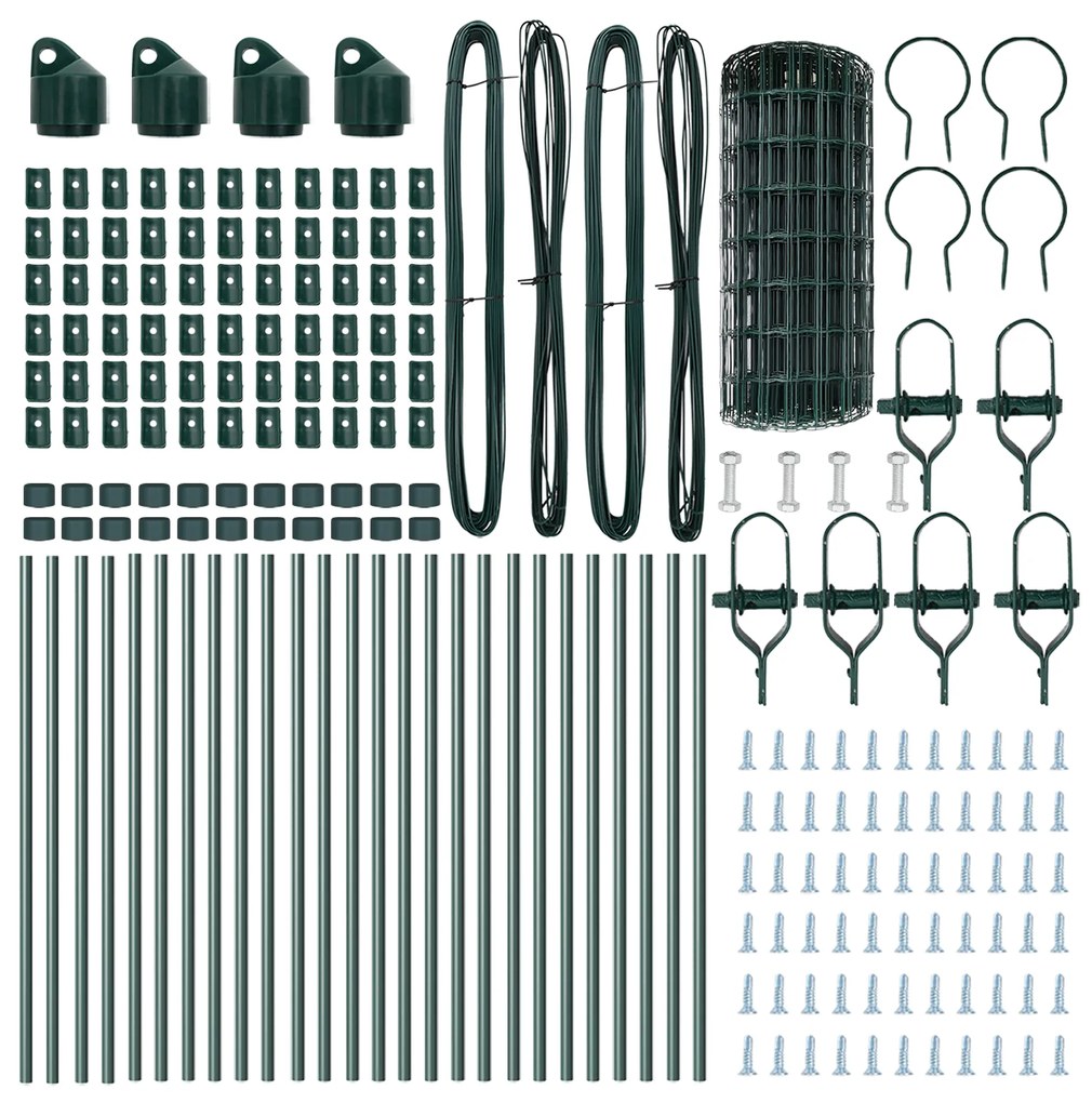 vidaXL Euro Fence με 13 Στυλίτσες 0.6x50 μ Γαλβανισμένος Χάλυβας Πράσινος