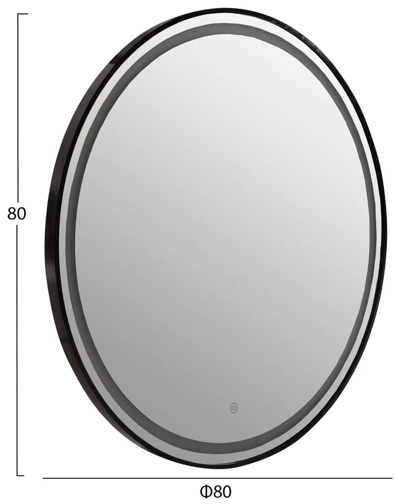 ΚΑΘΡΕΠΤΗΣ ΤΟΙΧΟΥ ΣΤΡΟΓΓΥΛΟΣ ROUNDER HM4503.01 ΑΛΟΥΜΙΝΙΟ ΣΕ ΜΑΥΡΟ-ΦΩΤΙΣΜΟΣ LED Φ80εκ.