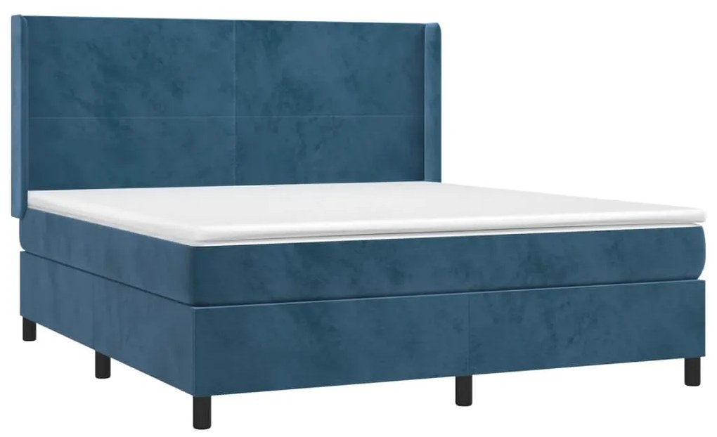 vidaXL Κρεβάτι Boxspring με Στρώμα Σκούρο Μπλε 160x200 εκ. Βελούδινο