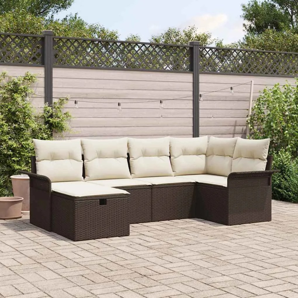 vidaXL Σετ Καναπέ Κήπου 6 pcs Καφέ και κρεμ 242.5 x 132.5 x 85 εκ.
