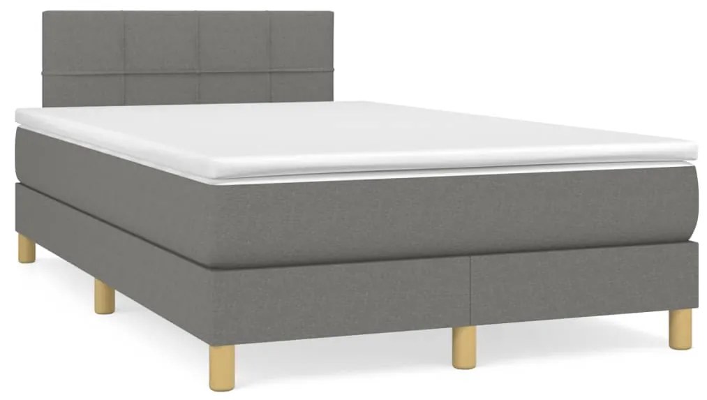 Κρεβάτι Boxspring με Στρώμα Σκούρο Γκρι 120x190 εκ Υφασμάτινο