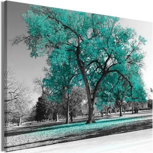 Πίνακας - Autumn in the Park (1 Part) Wide Turquoise - 90x60