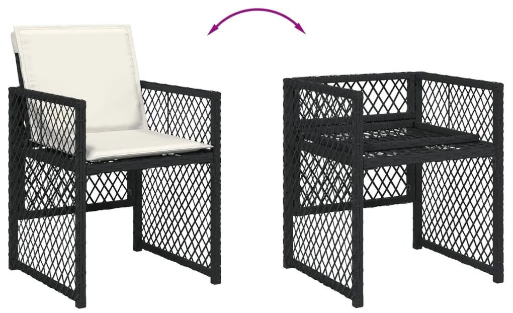 vidaXL Σετ Τραπεζαρίας Κήπου 15 τεμ Μαύρο από Συνθ. Ρατάν με Μαξιλάρια