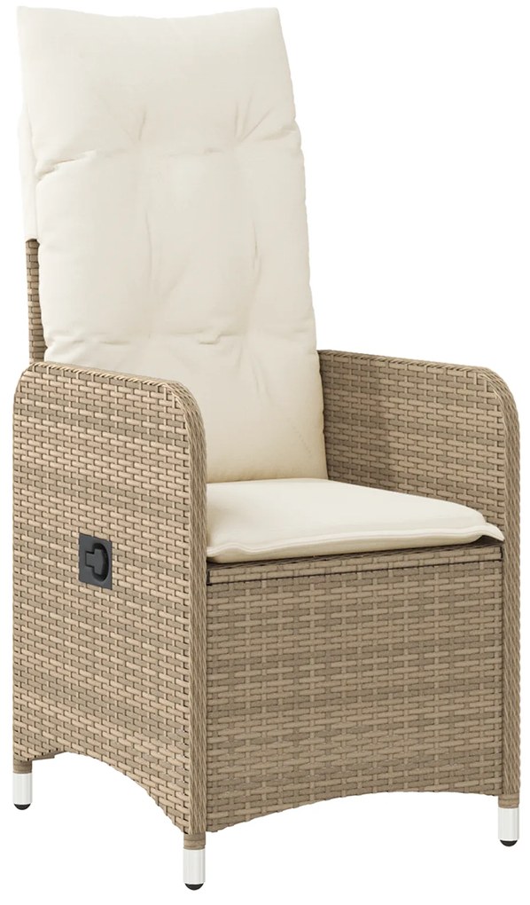 vidaXL 3 σετ τραπεζαρίας κήπου με μαξιλάρια μπεζ Poly Rattan