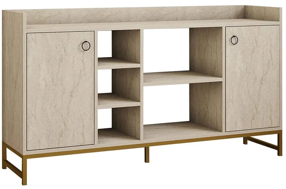 Μπουφές Vuslat 835PUQ3408 160x40x85cm Travertine Beige Particle Board, Metal