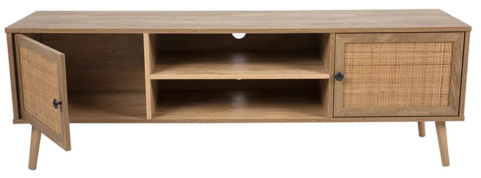 AMMOS TV STAND 2ΠΟΡΤΕΣ ΦΥΣΙΚΟ ΜΕ RATTAN 150x39xH49cm - 05-0471 - 05-0471