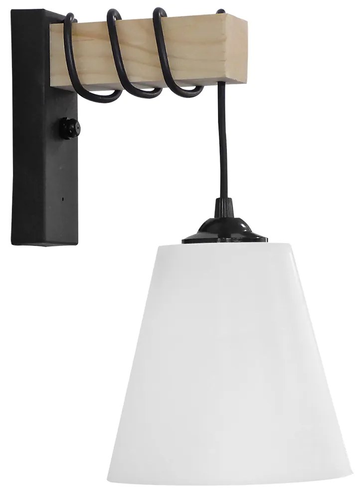 Απλίκα Τοίχου Heronia Wood 31-1225 Black/Natural Wood