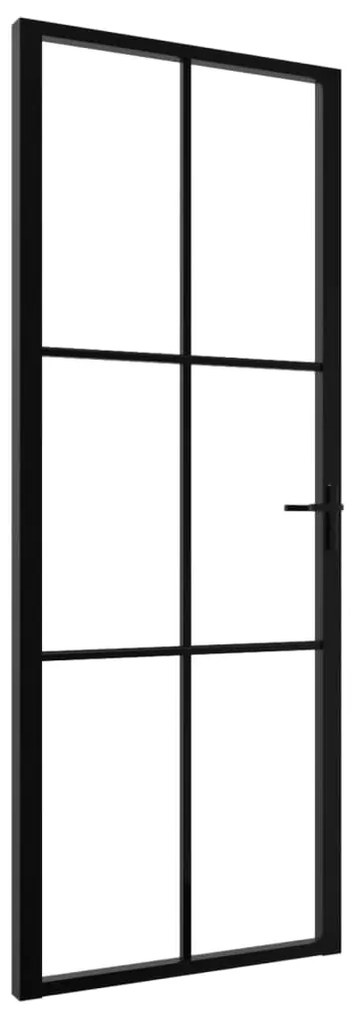 vidaXL Πόρτα Εσωτερική Μαύρη 76 x 201,5 εκ. από Γυαλί ESG / Αλουμίνιο