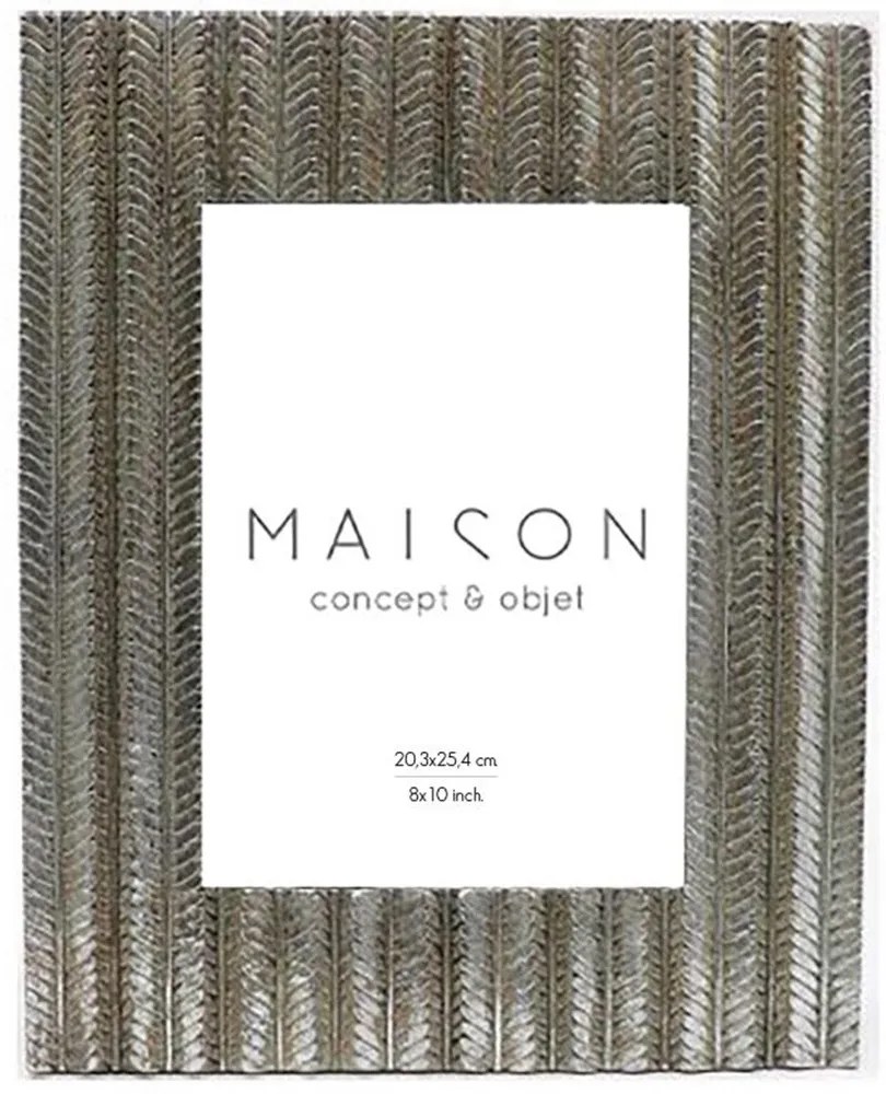 Κορνίζα Για Φωτογραφία 20x25cm Fishbone 028382 26x2x31cm Antique Silver Glass,Polyresin