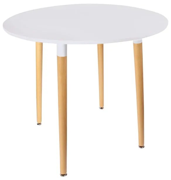 Τραπέζι Snow MDF λευκό και ξύλο οξιάς σε φυσική απόχρωση Φ100x73εκ