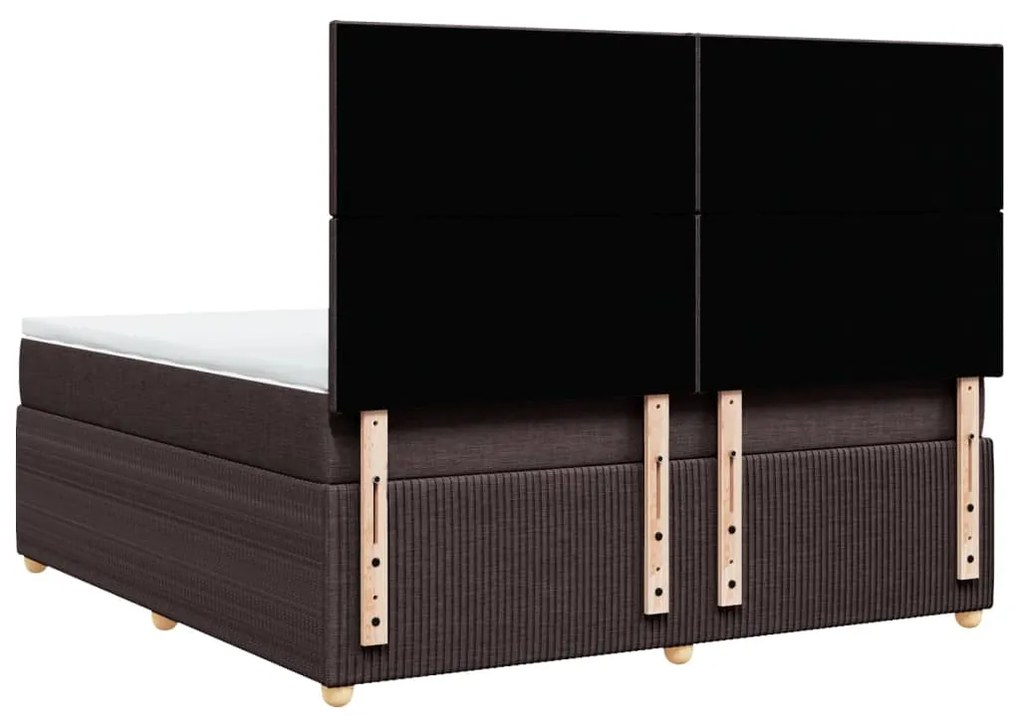 vidaXL Κρεβάτι Boxspring με Στρώμα Σκούρο Καφέ 180x200 εκ Υφασμάτινο