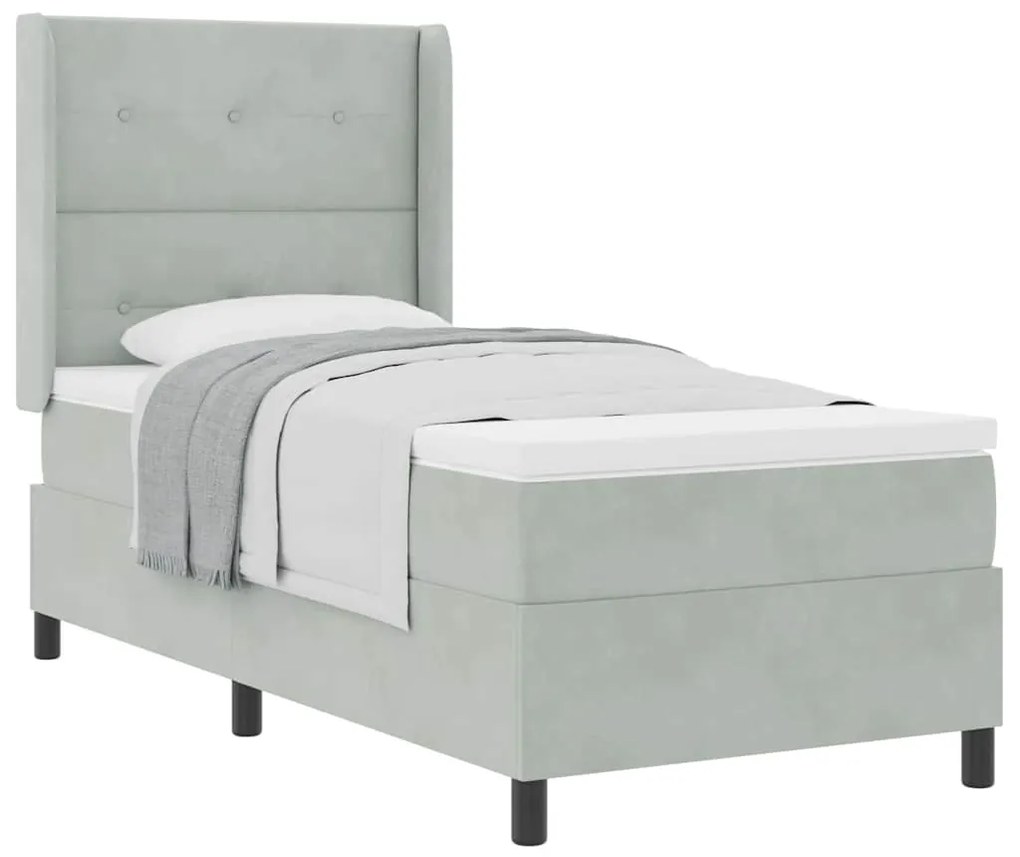 vidaXL Κρεβάτι με ελατήρια Ανοιχτό γκρι 80 x 200 cm Βελούδο