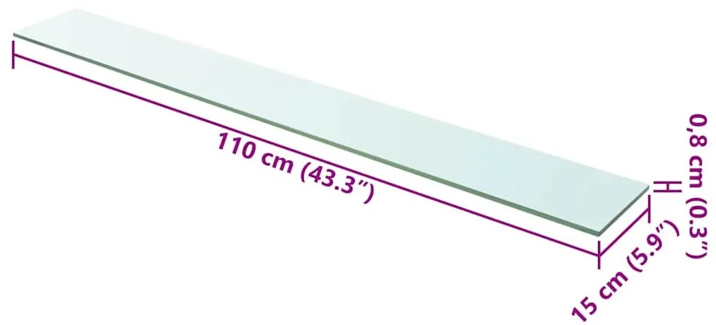 vidaXL Ράφια Πάνελ 2 τεμ. Διάφανα 110 x 15 εκ. Γυάλινα