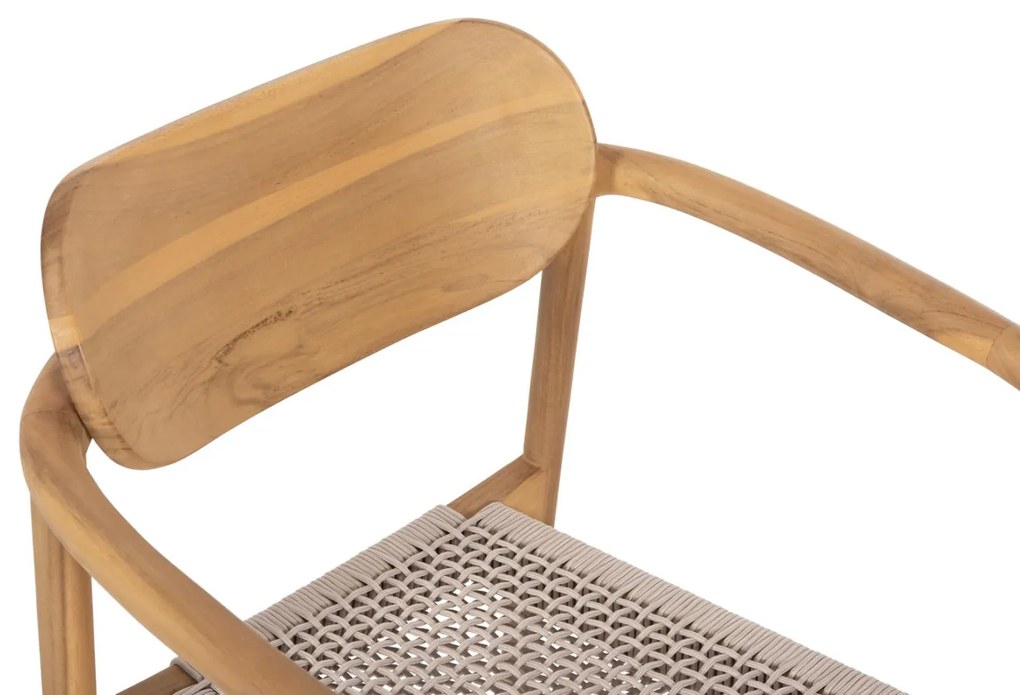 Πολυθρόνα OSLO Ξύλο Teak Φυσικό και Μπέζ Σχοινί 55x54x80Yεκ. 55x54x80 εκ.