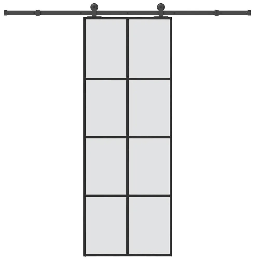 Συρόμενη Πόρτα με Μηχανισμό 76x205 εκ. Γυαλί ESG & Αλουμίνιο