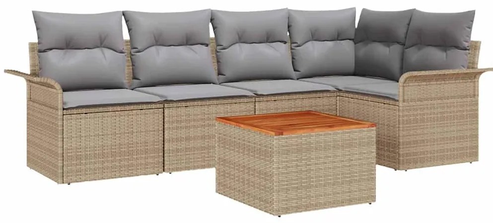 vidaXL Σετ Καναπέ Κήπου 6 pcs Μπεζ Πολυ ράταν