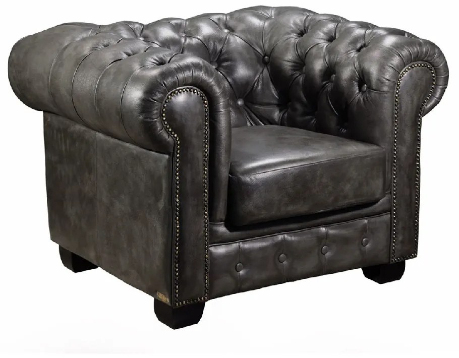 CHESTERFIELD BIRMINGHAM ΠΟΛΥΘΡΟΝΑ ΣΑΛΟΝΙΟΥ ΚΑΘΙΣΤΙΚΟΥ, ΔΕΡΜΑ ANTIQUE GREY