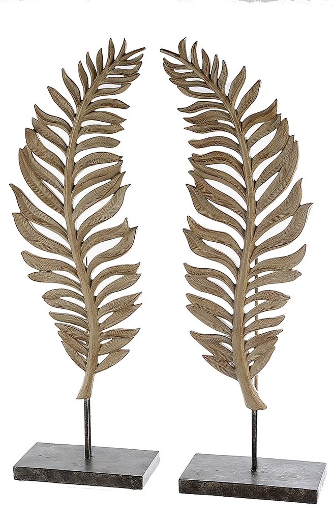 Διακοσμητικό ArteLibre Φύλλο Σε Βάση Εκρού Polyresin 11x22x56cm Σε 2 Σχέδια-05160804