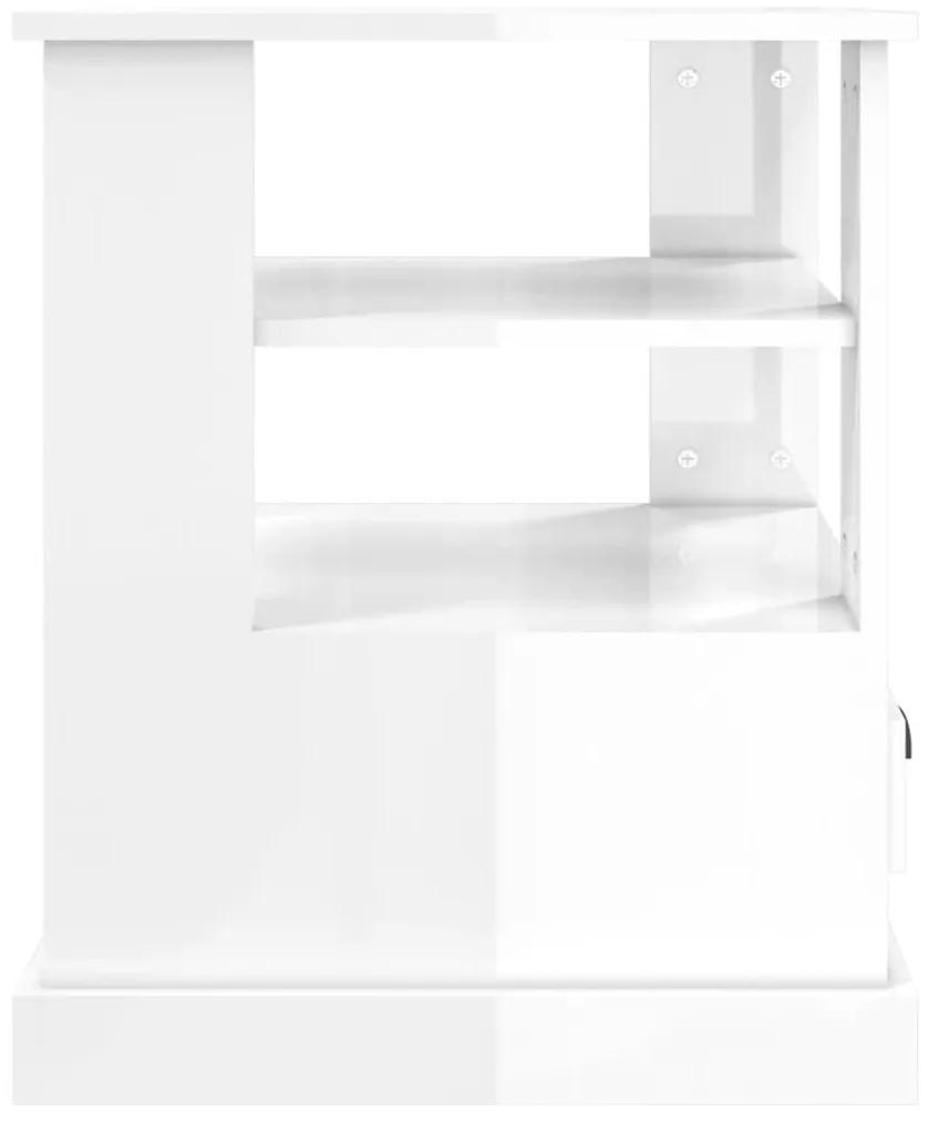 Βοηθητικό Τραπέζι Γυαλιστ. Λευκό 50x50x60εκ. Επεξεργασμένο Ξύλο - Λευκό
