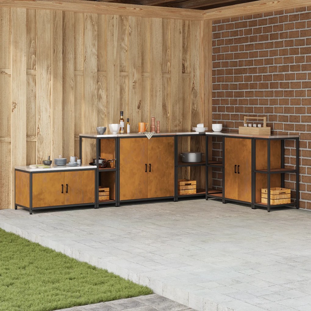 vidaXL Ράφι Αποθήκευσης Κουζίνας με ράφι Σκ rusty 60 x 50 x 92 εκ.