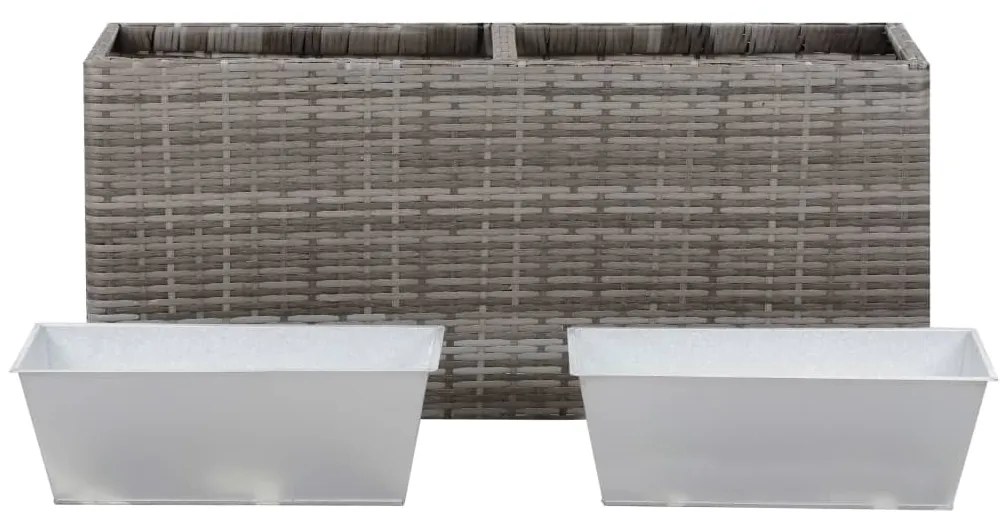 vidaXL Ζαρντινιέρα Υπερυψωμένη 2 Δοχεία Γκρι 90x20x40 εκ. Συνθ.Ρατάν