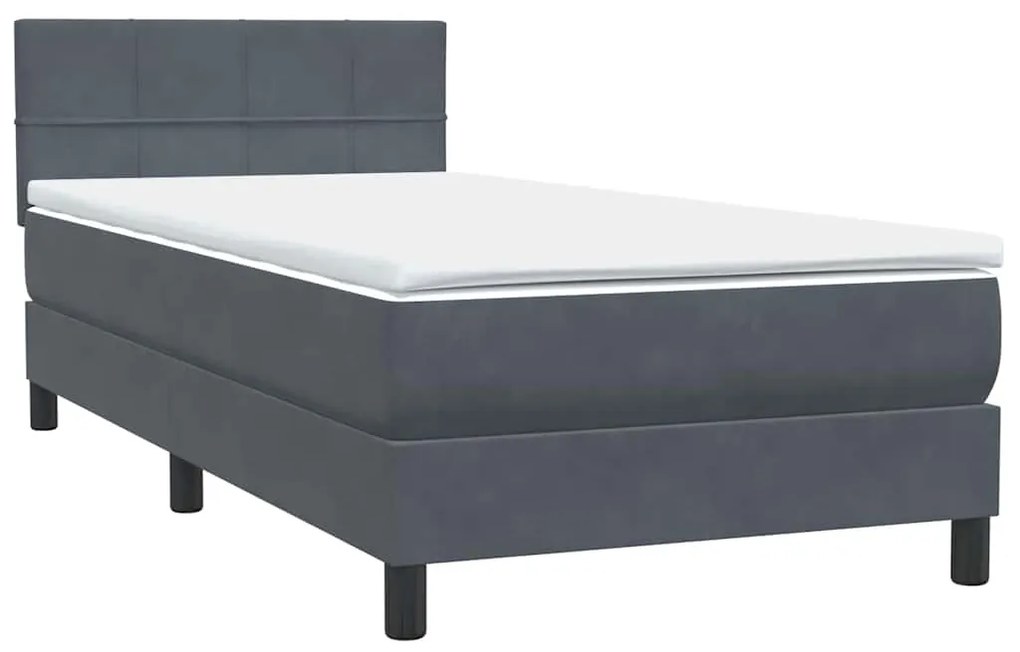 vidaXL Box Spring Κρεβάτι με στρώμα Σκούρο γκρι 100x220 εκ. Βελούδινο