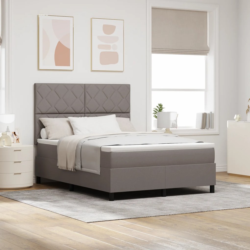 vidaXL Κρεβάτι με Στρώμα Γκρι 140x190 cm Ύφασμα